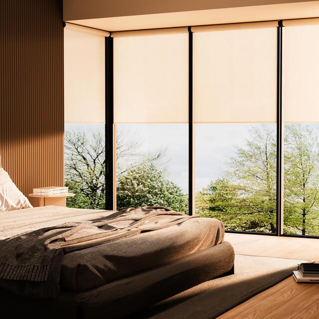 Translucent Shades help the light still come in and maintain privacy.