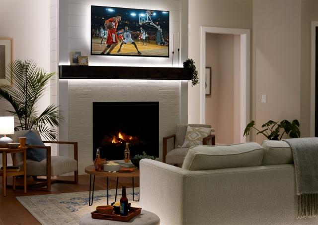 Wire-Free switch in living room with basketball on