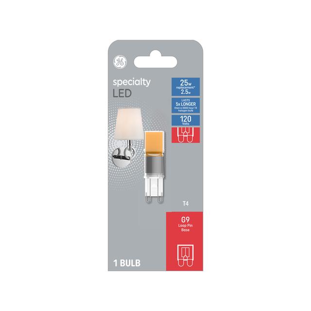GE Specialty LED Light Bulb, T4 Bulb, 25 Watt Replacement, G9 Loop Pin Base