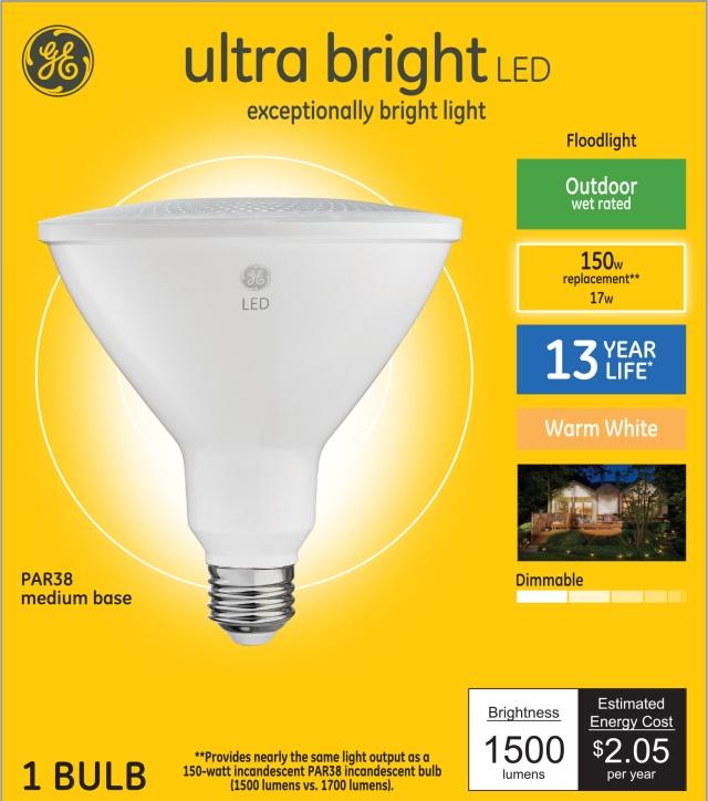 lækage tønde ordningen GE Ultra Bright Warm White 150W Replacement LED Outdoor Floodlight PAR38  (1-Pack)