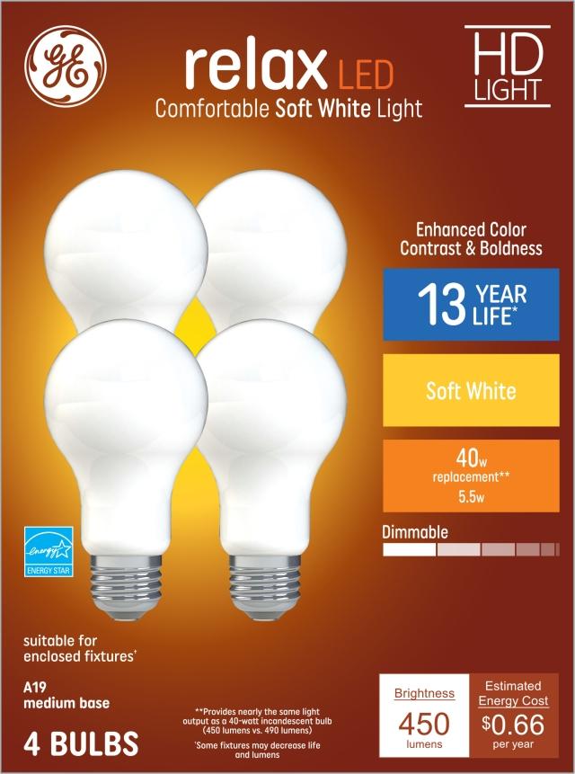 GE Relax HD Soft White 40W Replacement LED Light Bulbs ...