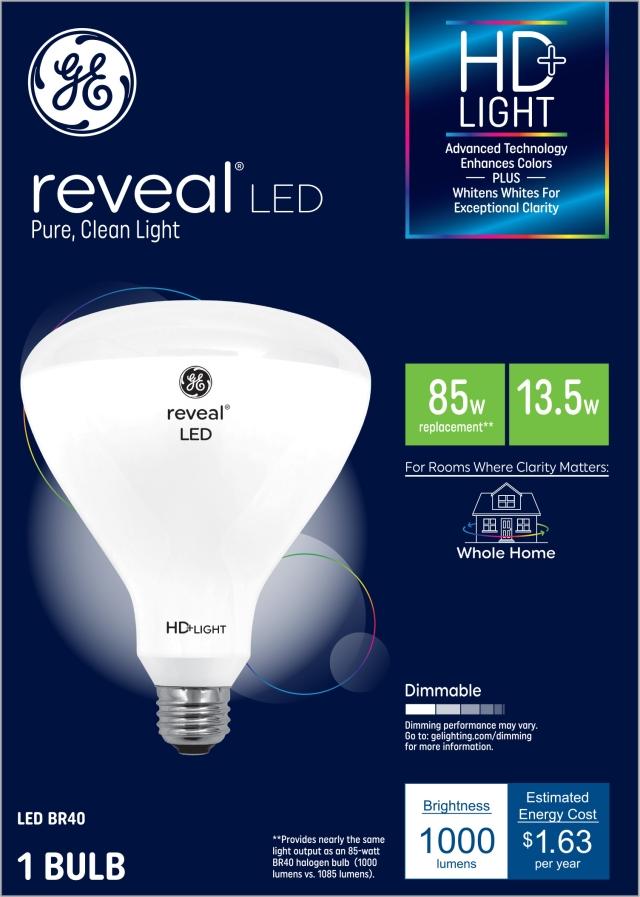 GE Reveal HD+ Color-Enhancing 80W Replacement LED Bulb Indoor Floodlight BR40 (1-Pack)