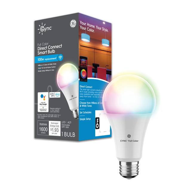 Cync Full Color Direct Connect Smart Bulb (1 LED A21 Bulb), 100W  Replacement, Bluetooth/Wifi Enabled, Works With Alexa, Google Assistant  Without Hub