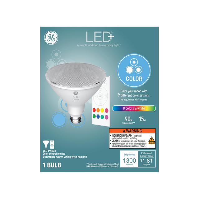 GE LED+ ColorChanging LED Outdoor Floodlights PAR38 Bulbs (1Pack)