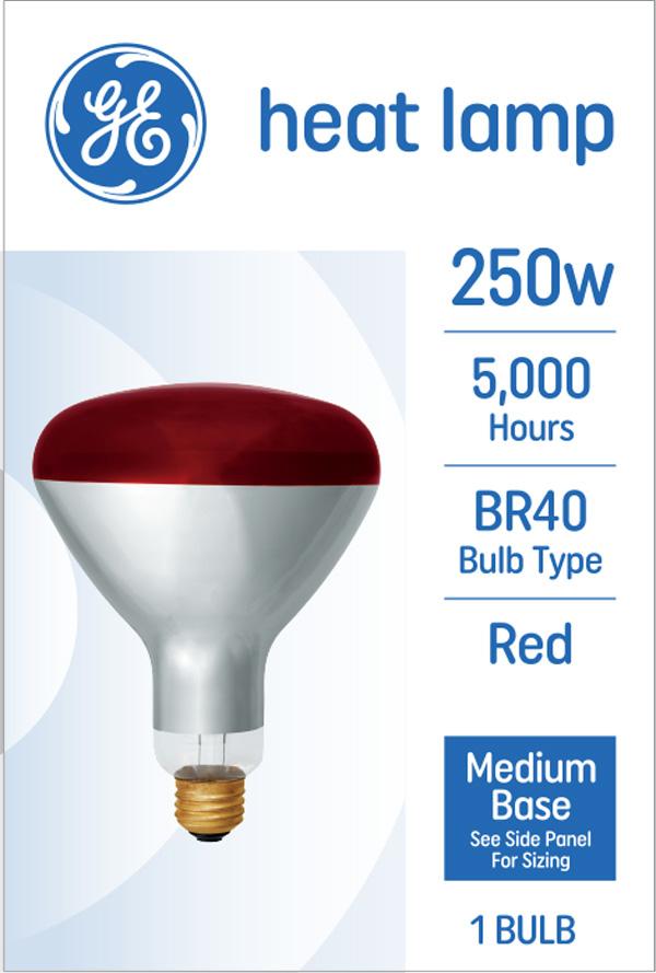 GE Incandescent 250 Watt, BR40 Heat Lamp Bulbs (1 Pack)