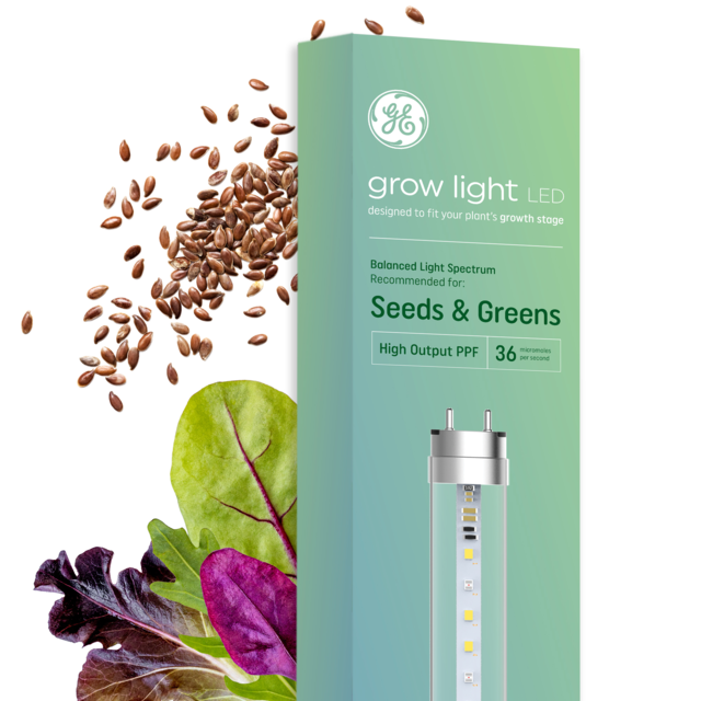 GE Grow Light for Plants, T8 LED Tube Light Bulb Fix for Seeds and Greens,  36 PPF, 48in (1 Pack)