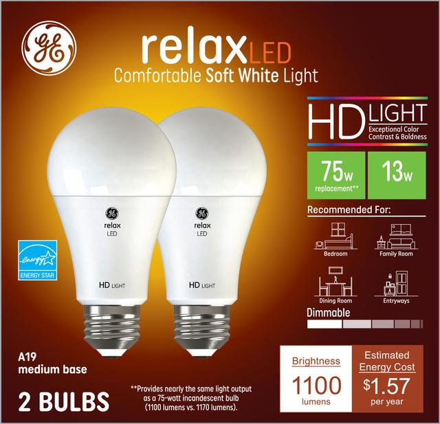 GE Relax HD Soft White 75W Replacement LED Indoor ...
