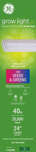 Front package of GE Grow Light LED 40W Balanced Light Spectrum 24in Integrated Fixture (1-Pack)