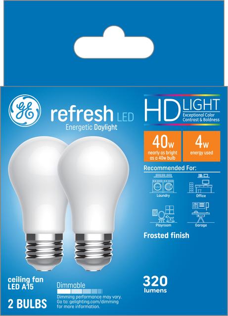 GE Led Ceiling Fan Frosted Bulb 40w Replaces 4w  A15 Pack of 4 