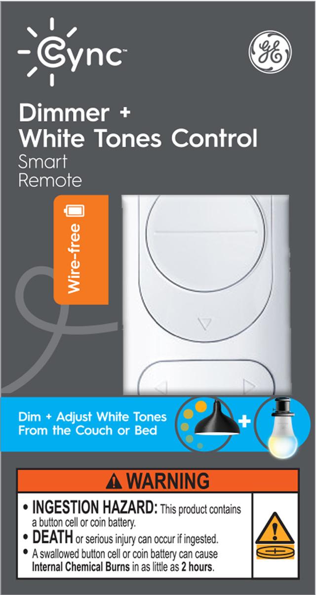 GE CYNC Smart Remote, Dimmer Remote + White Tones Control, Bluetooth Enabled, Battery Powered (1 Pack)
