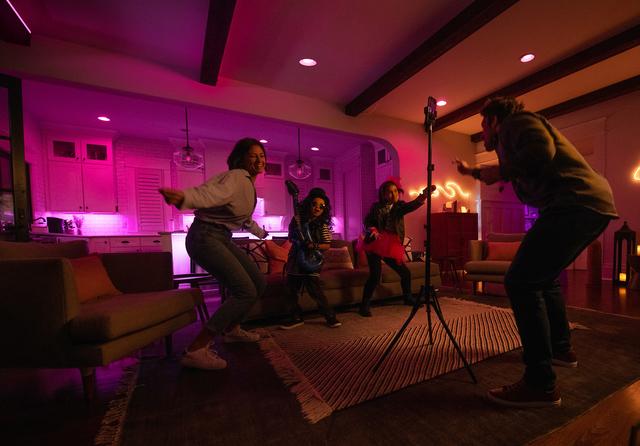 Dance party in living room with Dynamic Effects Bulbs